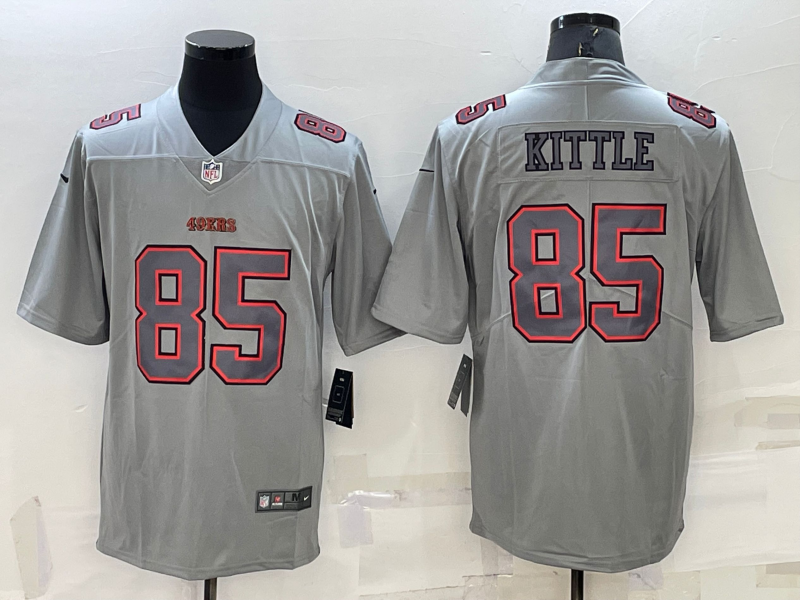 Men's San Francisco 49ers #85 George Kittle Grey Atmosphere Fashion Stitched Jersey Men's San Francisco 49ers #85 George Kittle Grey Atmosphere Fashion Stitched Jersey